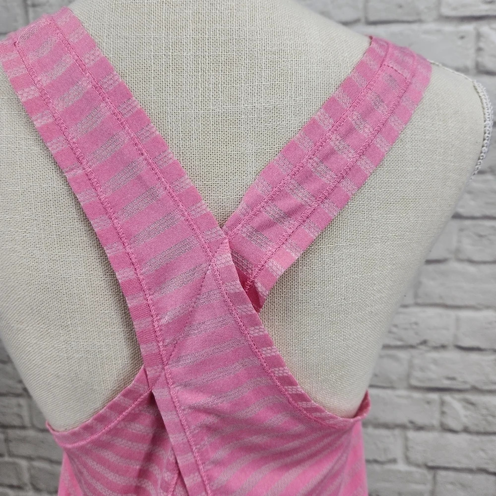 Zyia Active Pink Striped Nimbus Split Back Workout Running Tank Top Size Small - Picture 9 of 14